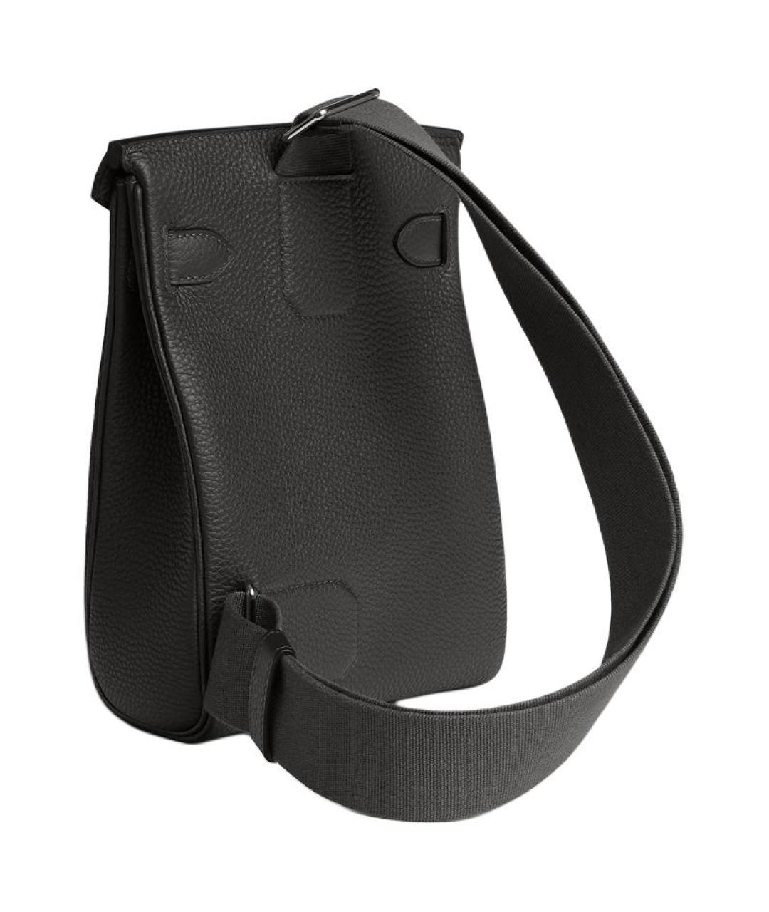 HERMES Черная кожаная сумка на плечо, фото 3