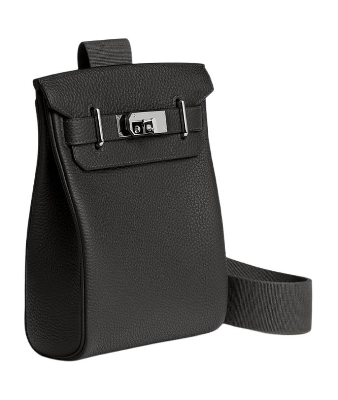 HERMES Черная кожаная сумка на плечо, фото 2