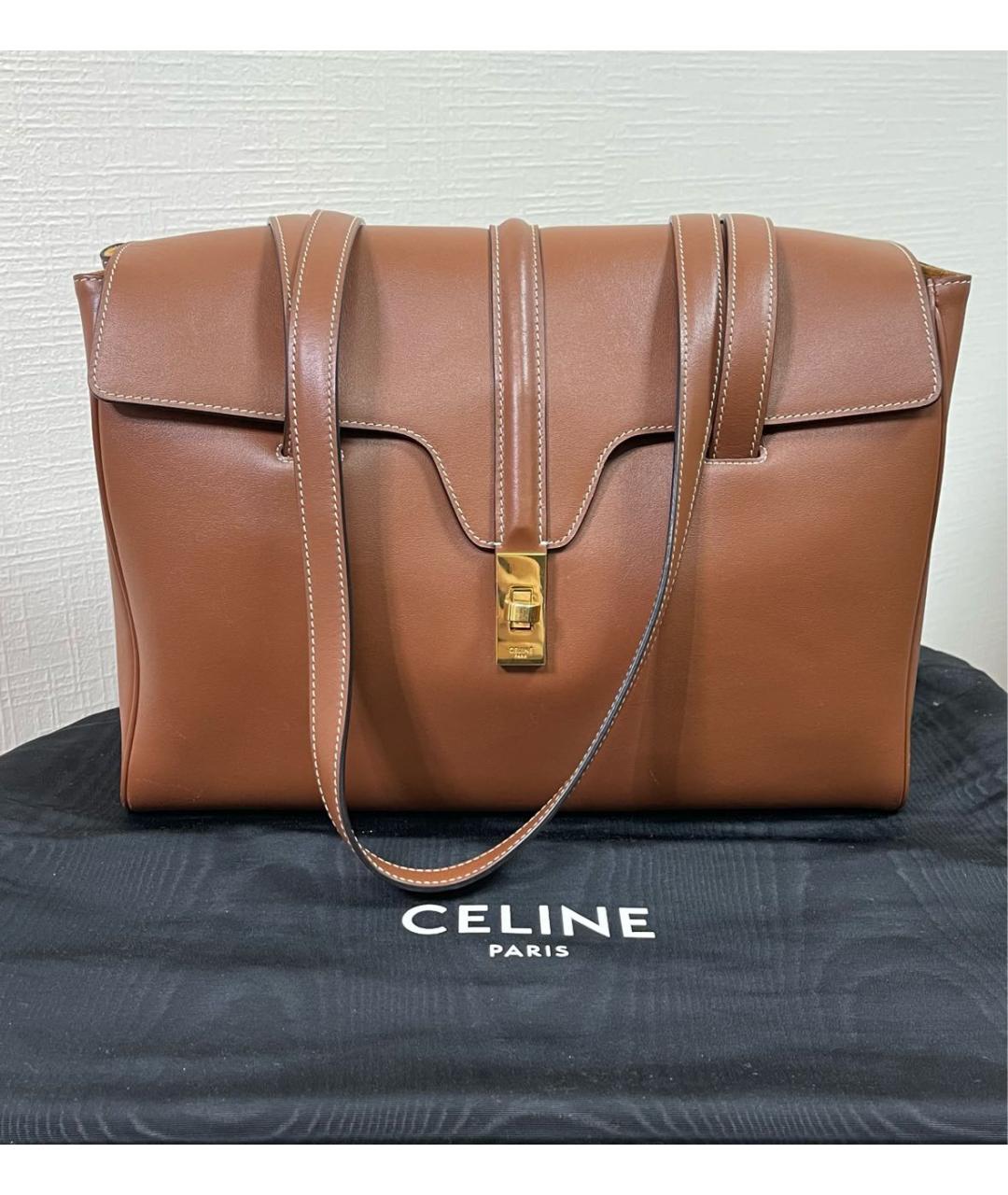 CELINE Коричневая кожаная сумка через плечо, фото 9