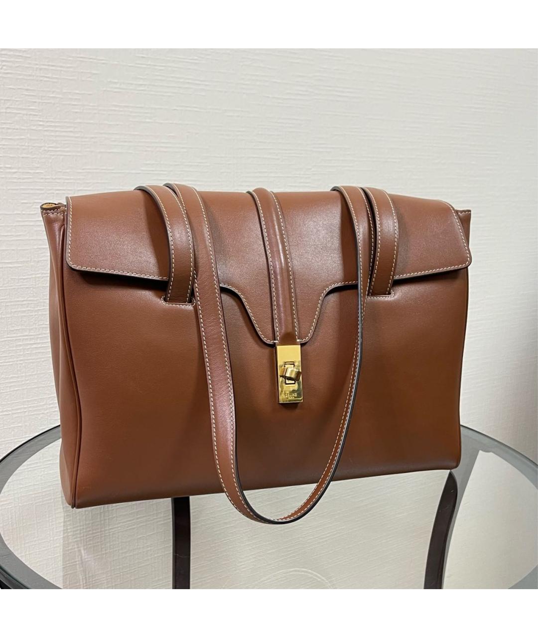 CELINE Коричневая кожаная сумка через плечо, фото 2