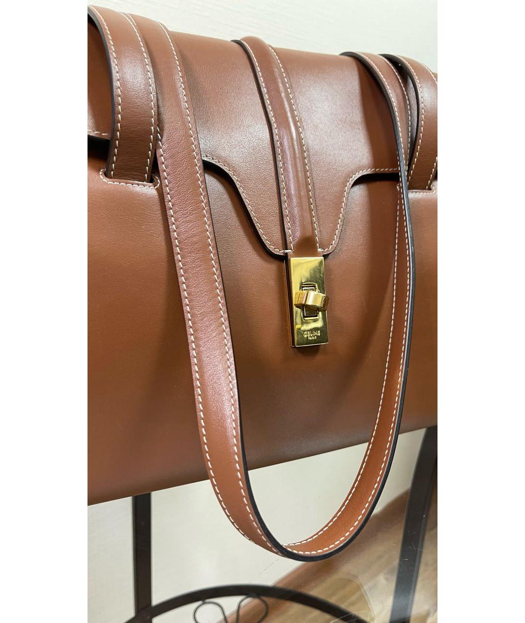CELINE Коричневая кожаная сумка через плечо, фото 6