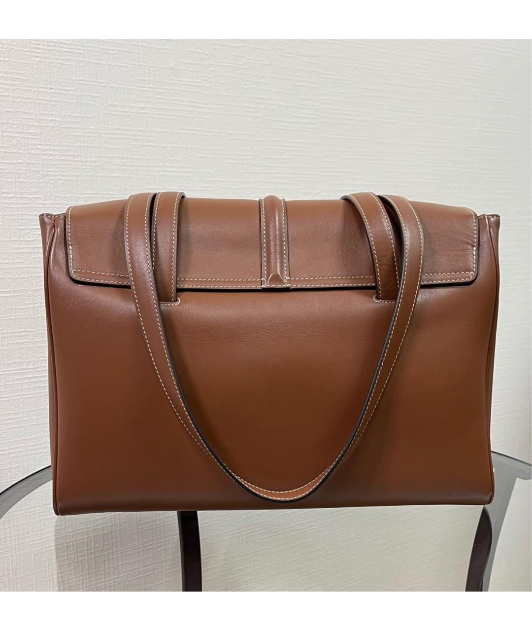 CELINE Коричневая кожаная сумка через плечо, фото 3