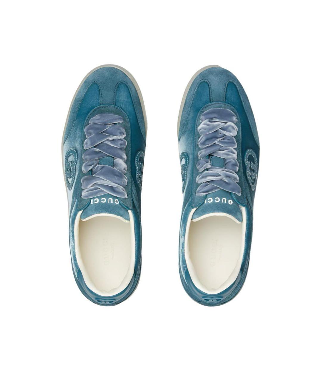 GUCCI Бирюзовые замшевые кеды, фото 3