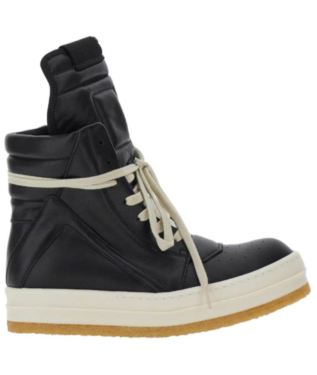 RICK OWENS Черные кожаные кроссовки, фото 1