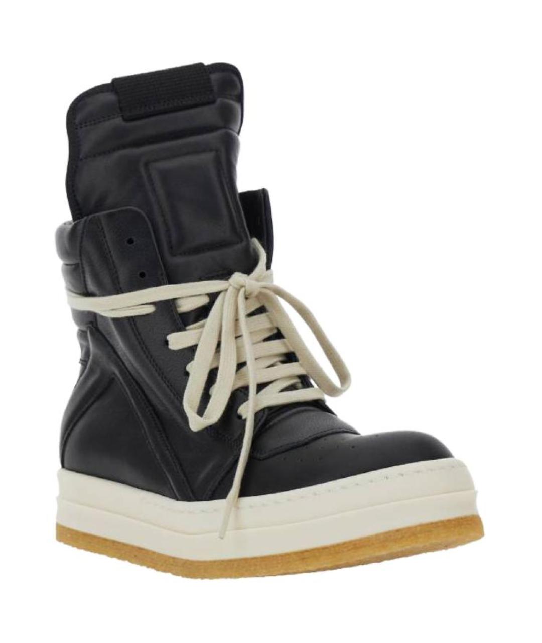 RICK OWENS Черные кожаные кроссовки, фото 3