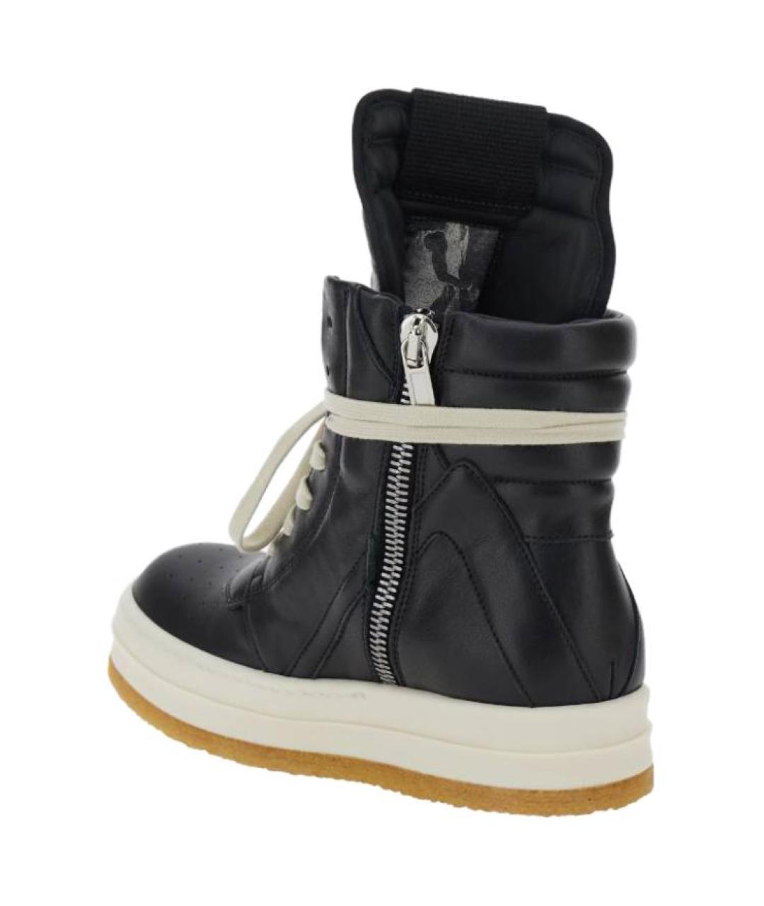 RICK OWENS Черные кожаные кроссовки, фото 4