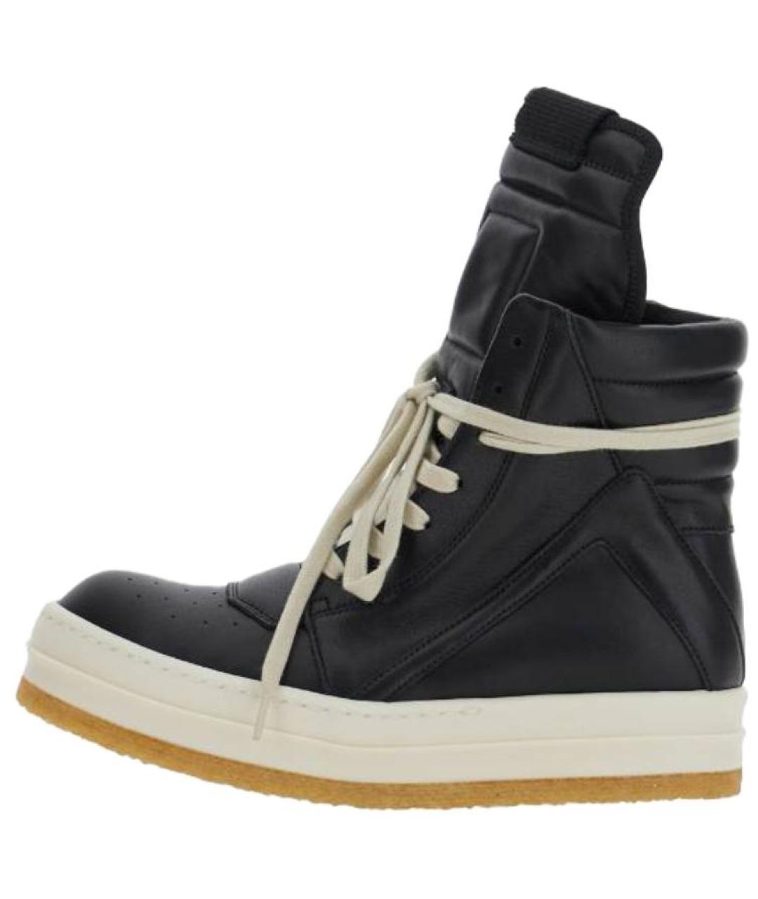 RICK OWENS Черные кожаные кроссовки, фото 2