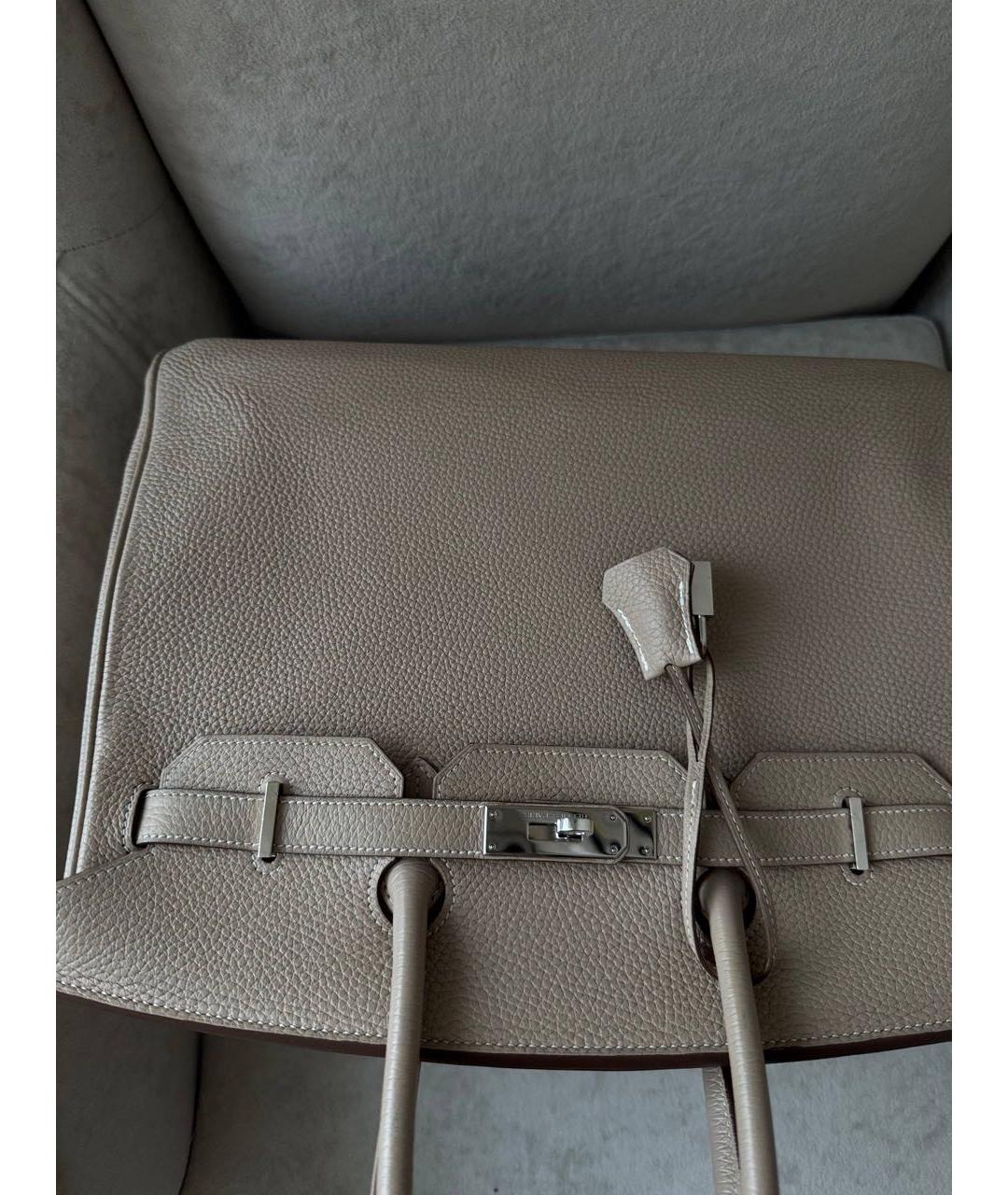 HERMES Бежевая кожаная сумка с короткими ручками, фото 2