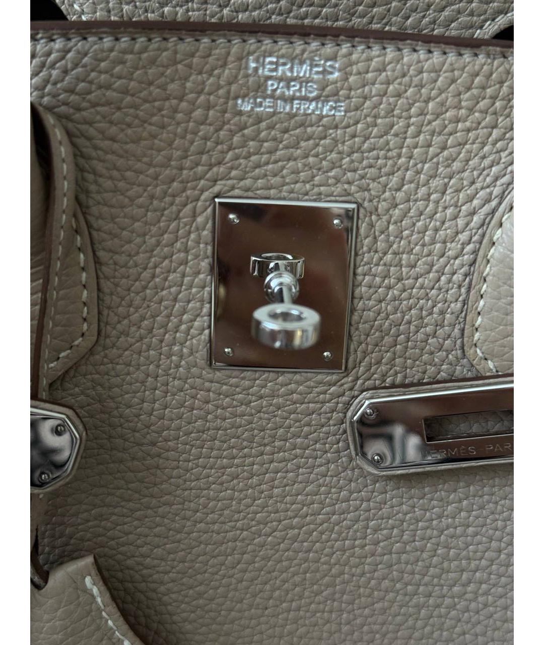 HERMES Бежевая кожаная сумка с короткими ручками, фото 7