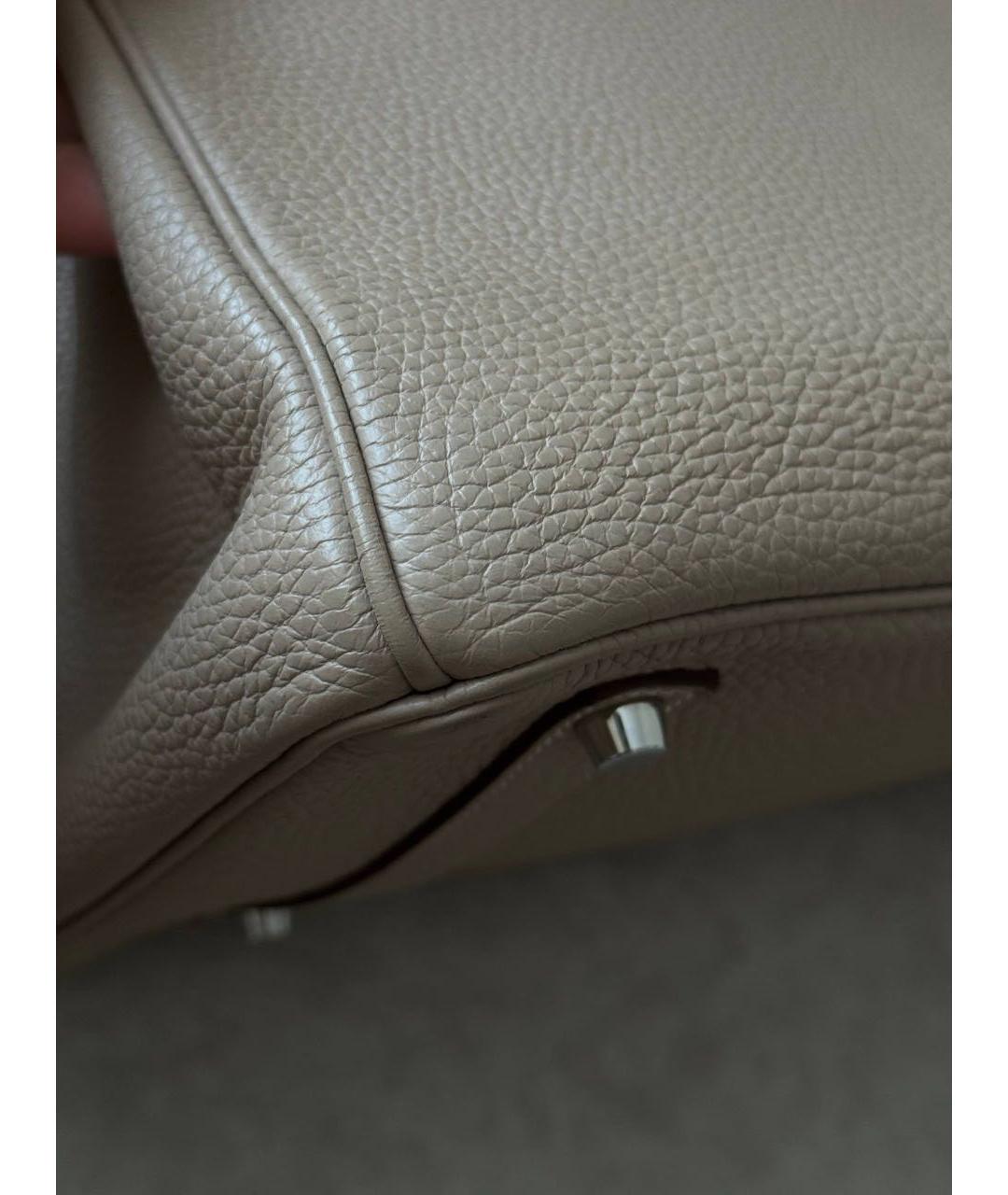 HERMES Бежевая кожаная сумка с короткими ручками, фото 8