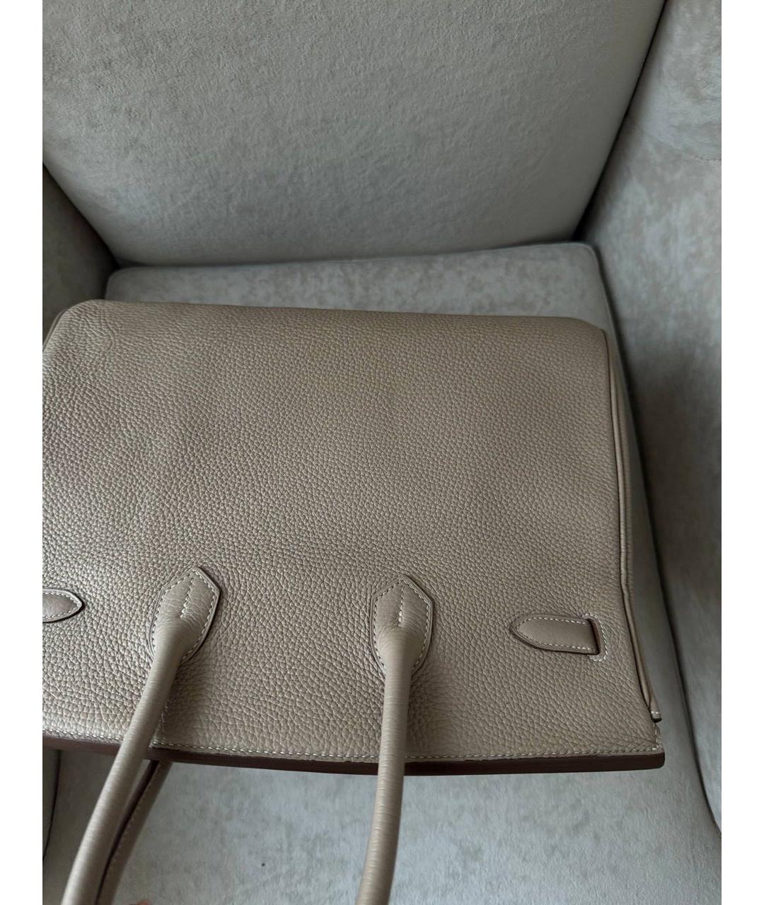 HERMES Бежевая кожаная сумка с короткими ручками, фото 3