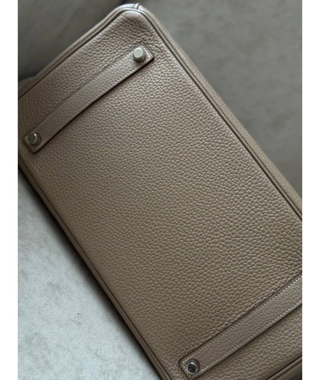 HERMES Бежевая кожаная сумка с короткими ручками, фото 5