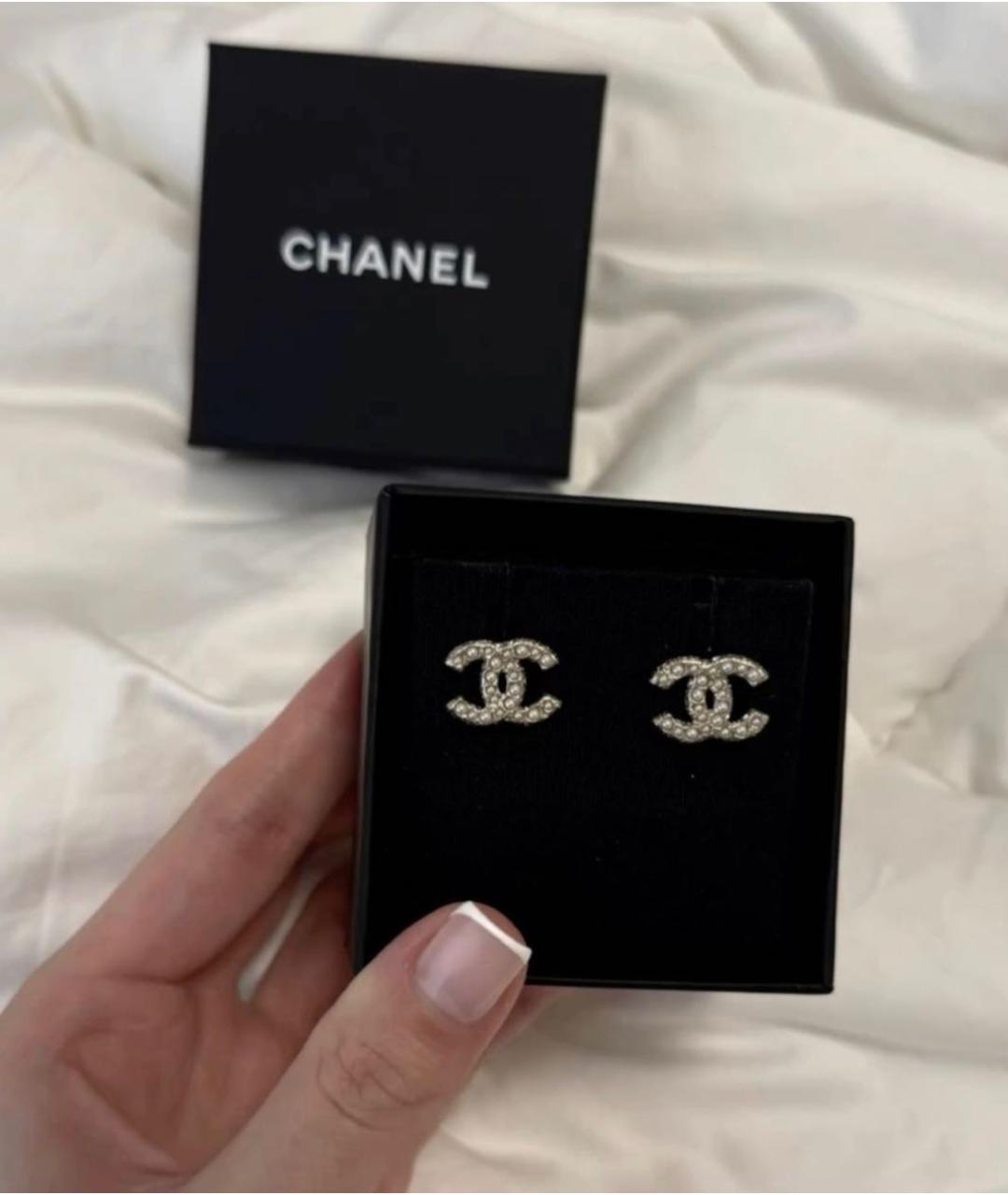 CHANEL Серебряные металлические серьги, фото 2