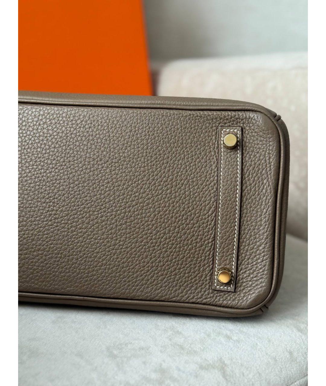 HERMES Бежевая кожаная сумка с короткими ручками, фото 6