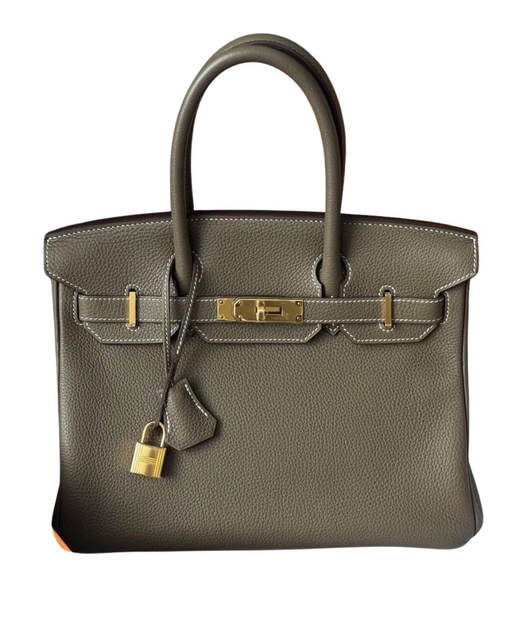 HERMES Бежевая кожаная сумка с короткими ручками, фото 1