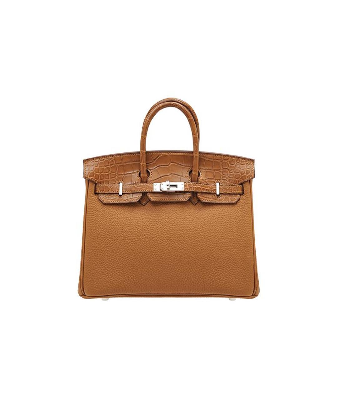 HERMES Коричневая кожаная сумка с короткими ручками, фото 4