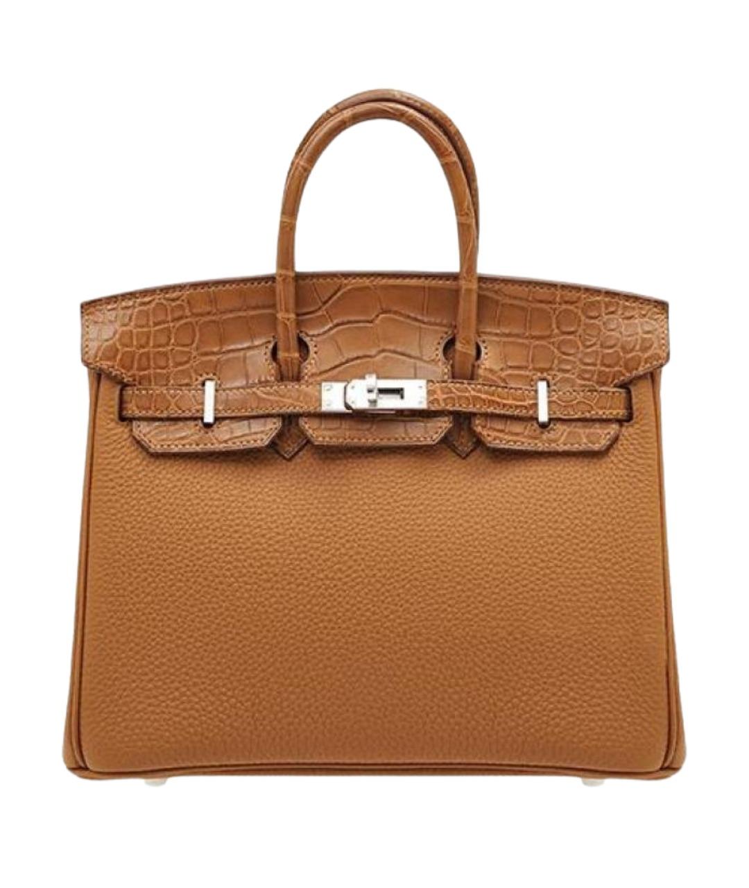 HERMES Коричневая кожаная сумка с короткими ручками, фото 1