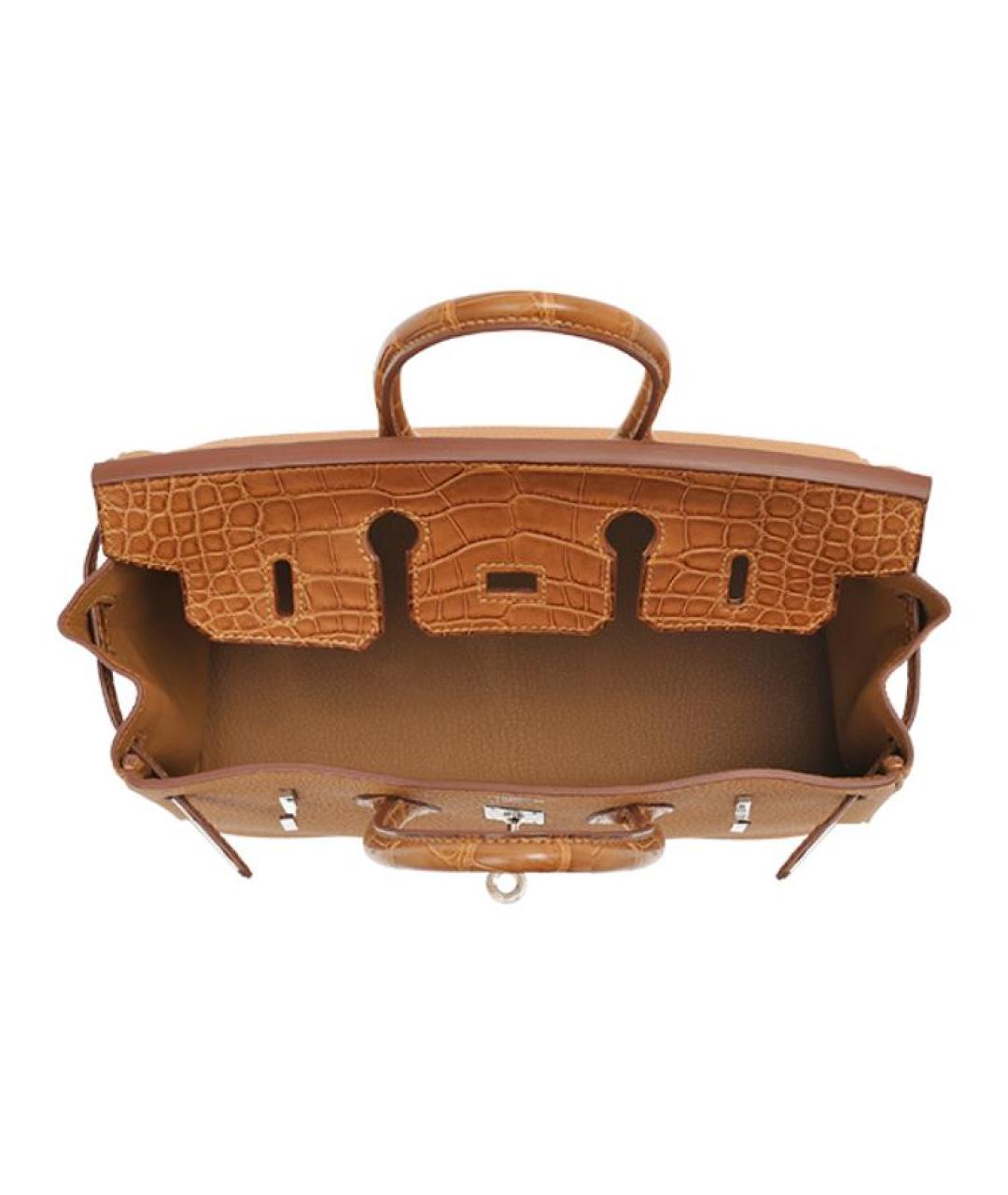 HERMES Коричневая кожаная сумка с короткими ручками, фото 3