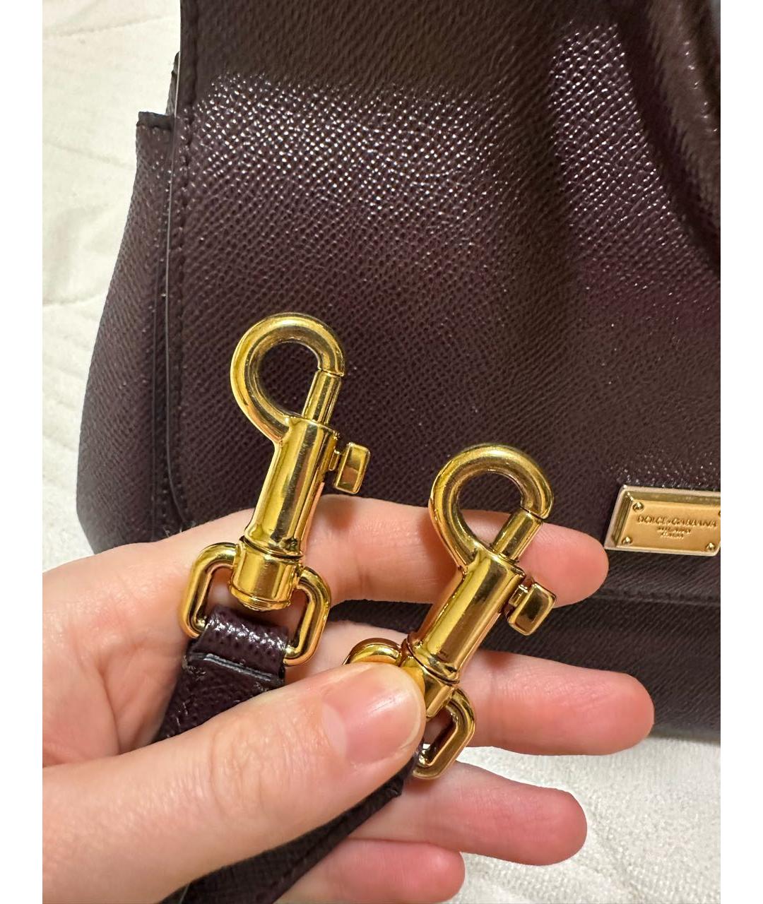 DOLCE&GABBANA Бордовая кожаная сумка через плечо, фото 3