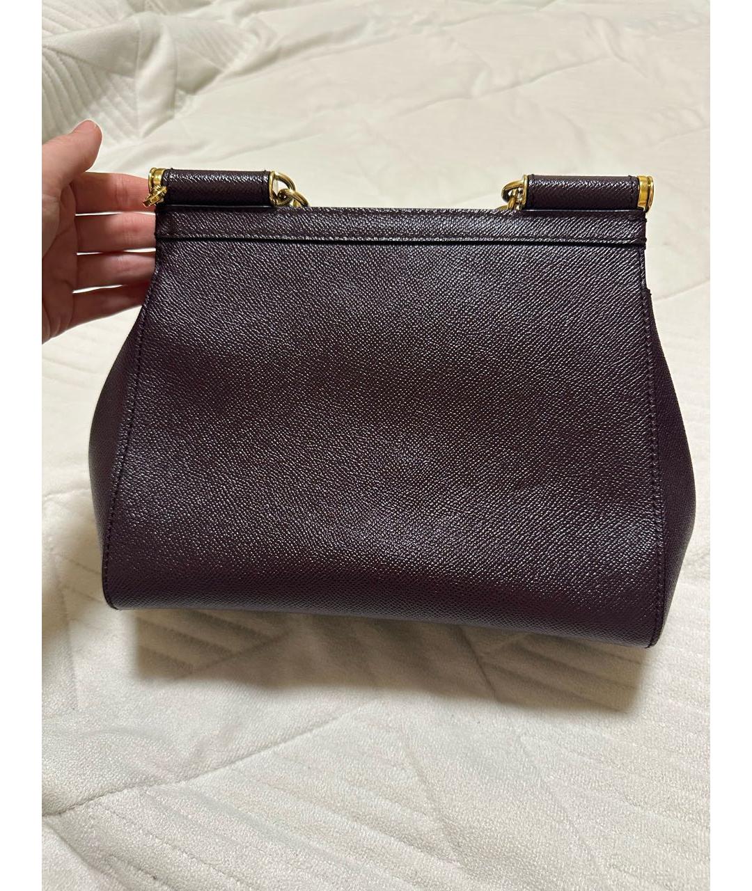 DOLCE&GABBANA Бордовая кожаная сумка через плечо, фото 6