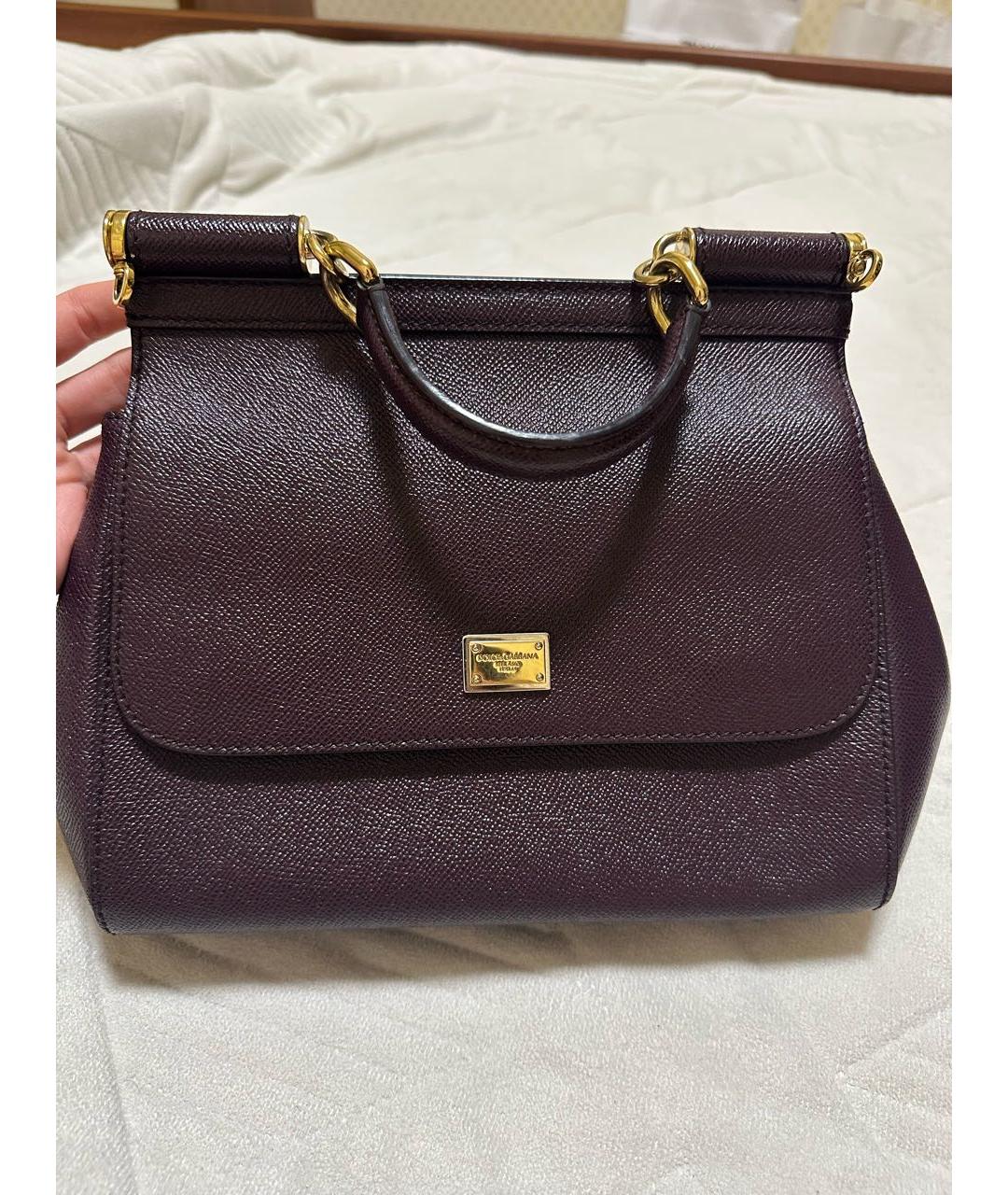 DOLCE&GABBANA Бордовая кожаная сумка через плечо, фото 8