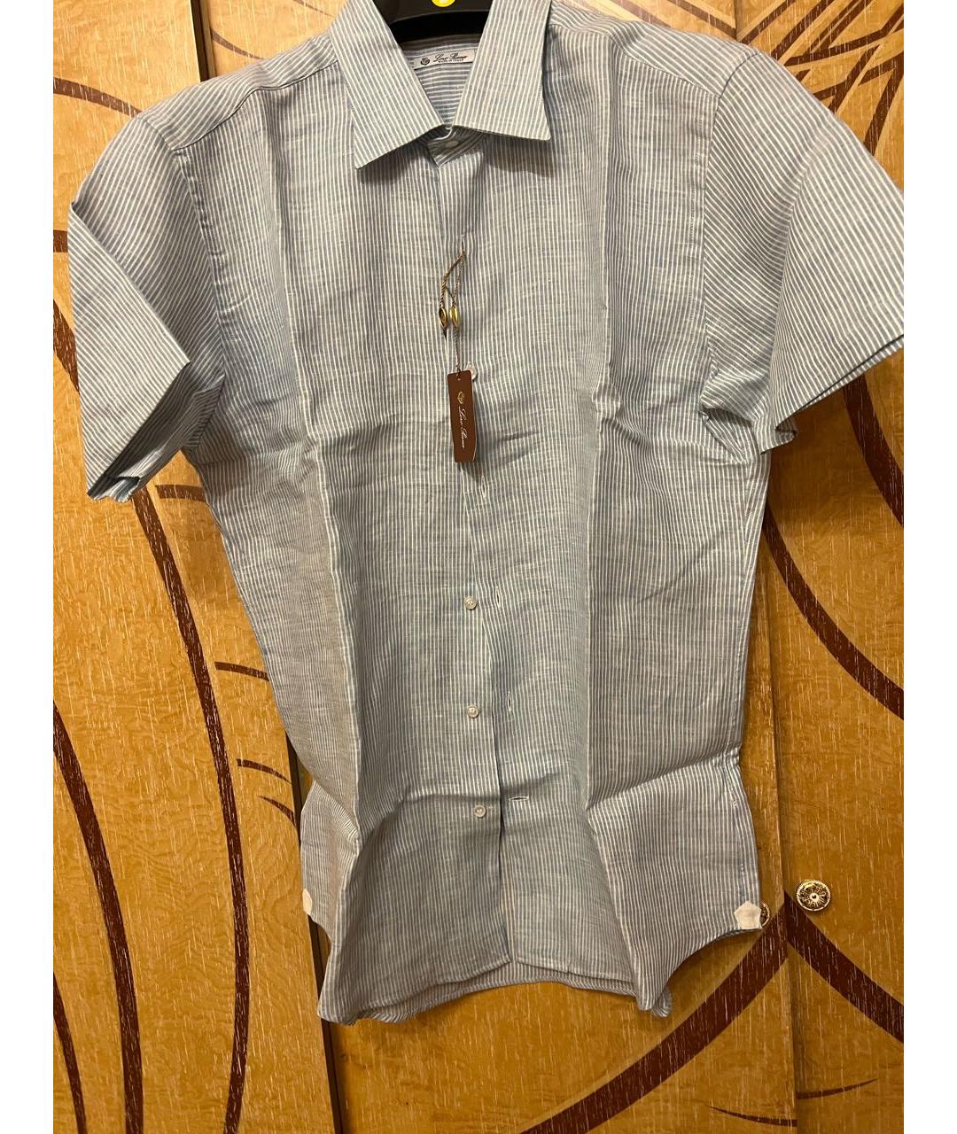 LORO PIANA Голубая льняная кэжуал рубашка, фото 7