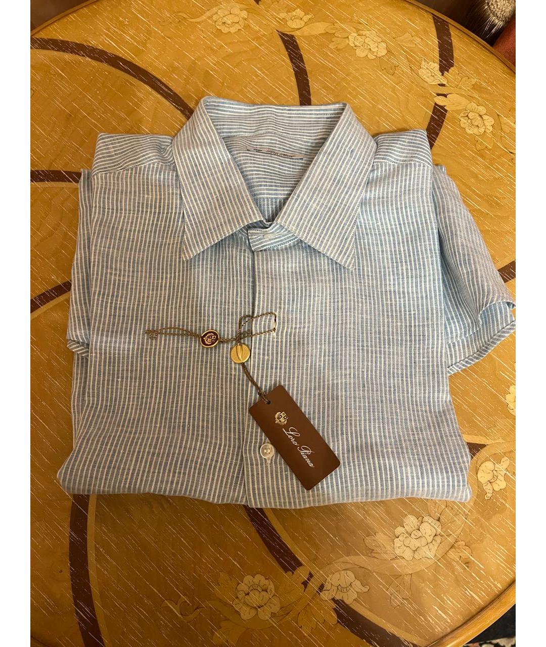 LORO PIANA Голубая льняная кэжуал рубашка, фото 2