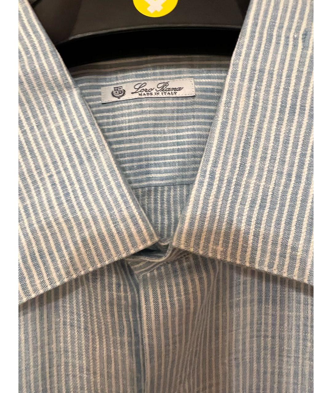 LORO PIANA Голубая льняная кэжуал рубашка, фото 3