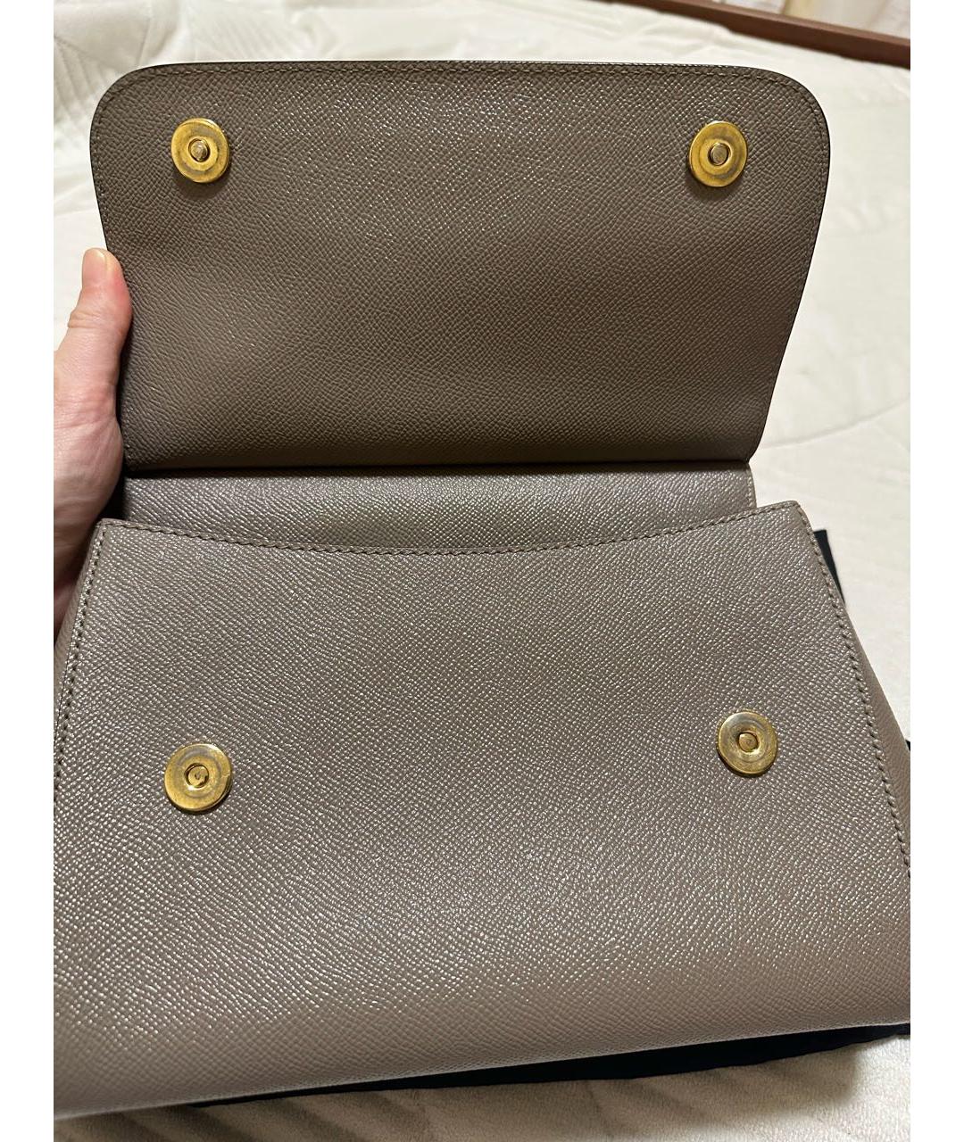 DOLCE&GABBANA Бежевая кожаная сумка через плечо, фото 4