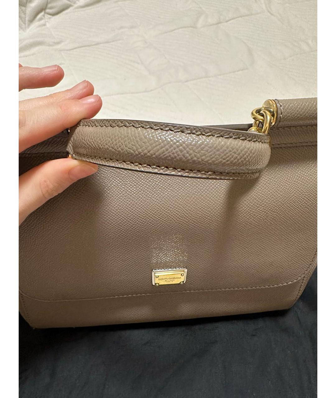 DOLCE&GABBANA Бежевая кожаная сумка через плечо, фото 2
