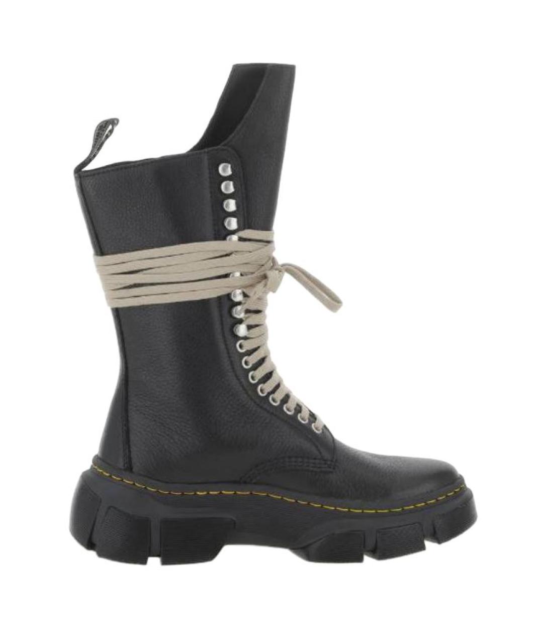 RICK OWENS Черные кожаные высокие ботинки, фото 1