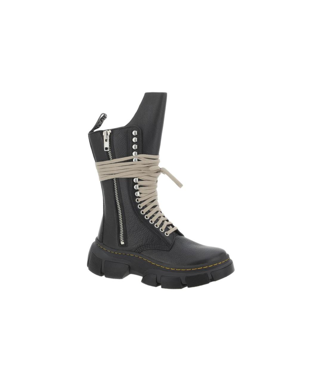 RICK OWENS Черные кожаные высокие ботинки, фото 3