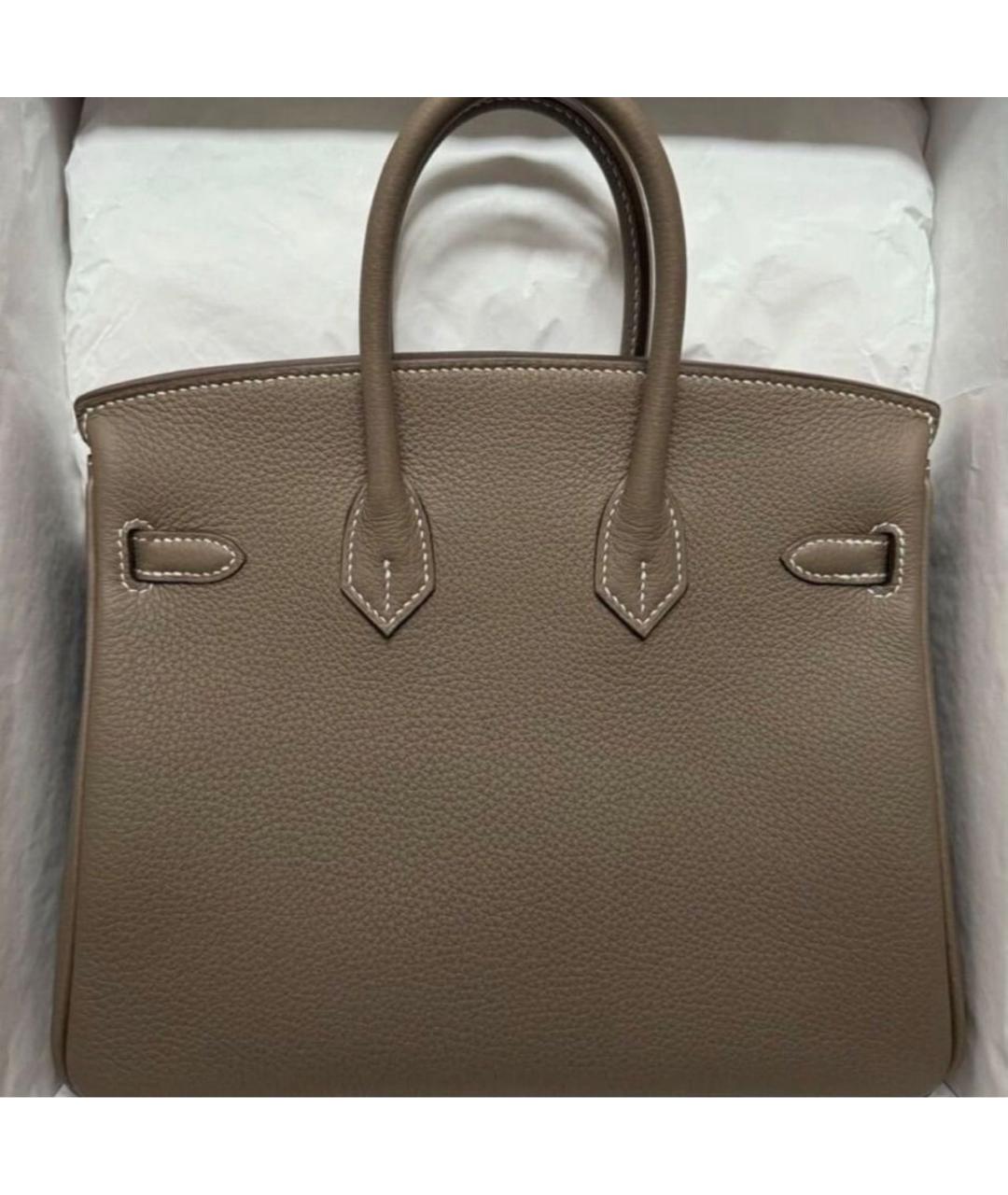 HERMES Бежевая кожаная сумка с короткими ручками, фото 5