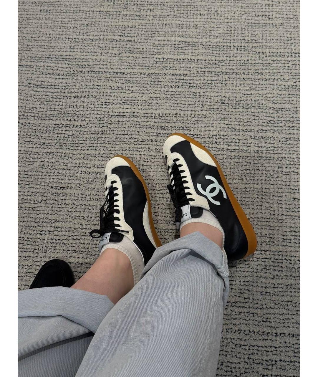 CHANEL Черные кожаные кеды, фото 4