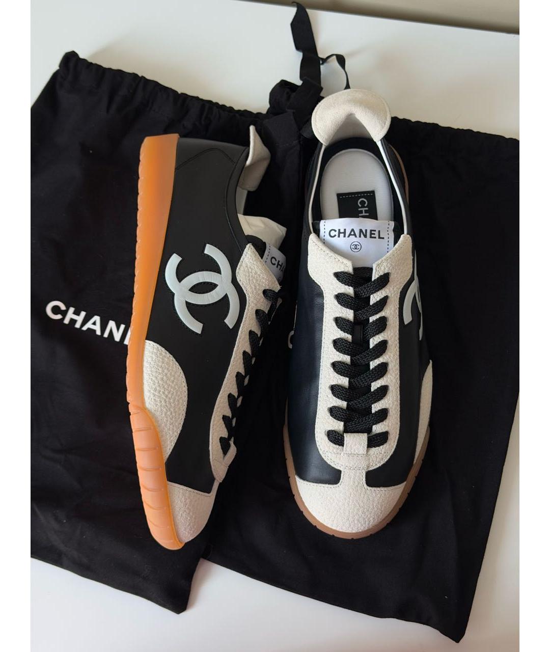 CHANEL Черные кожаные кеды, фото 5