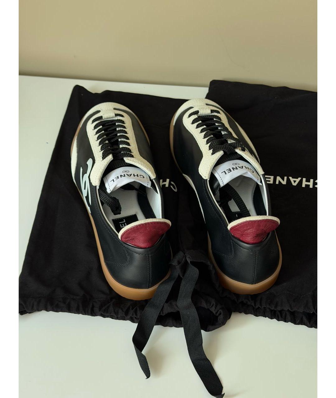 CHANEL Черные кожаные кеды, фото 3