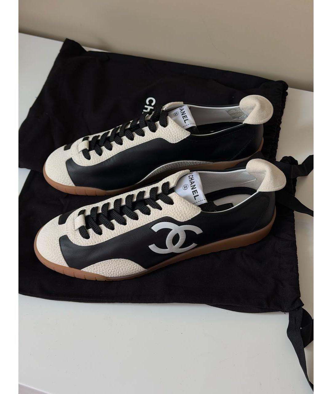 CHANEL Черные кожаные кеды, фото 2