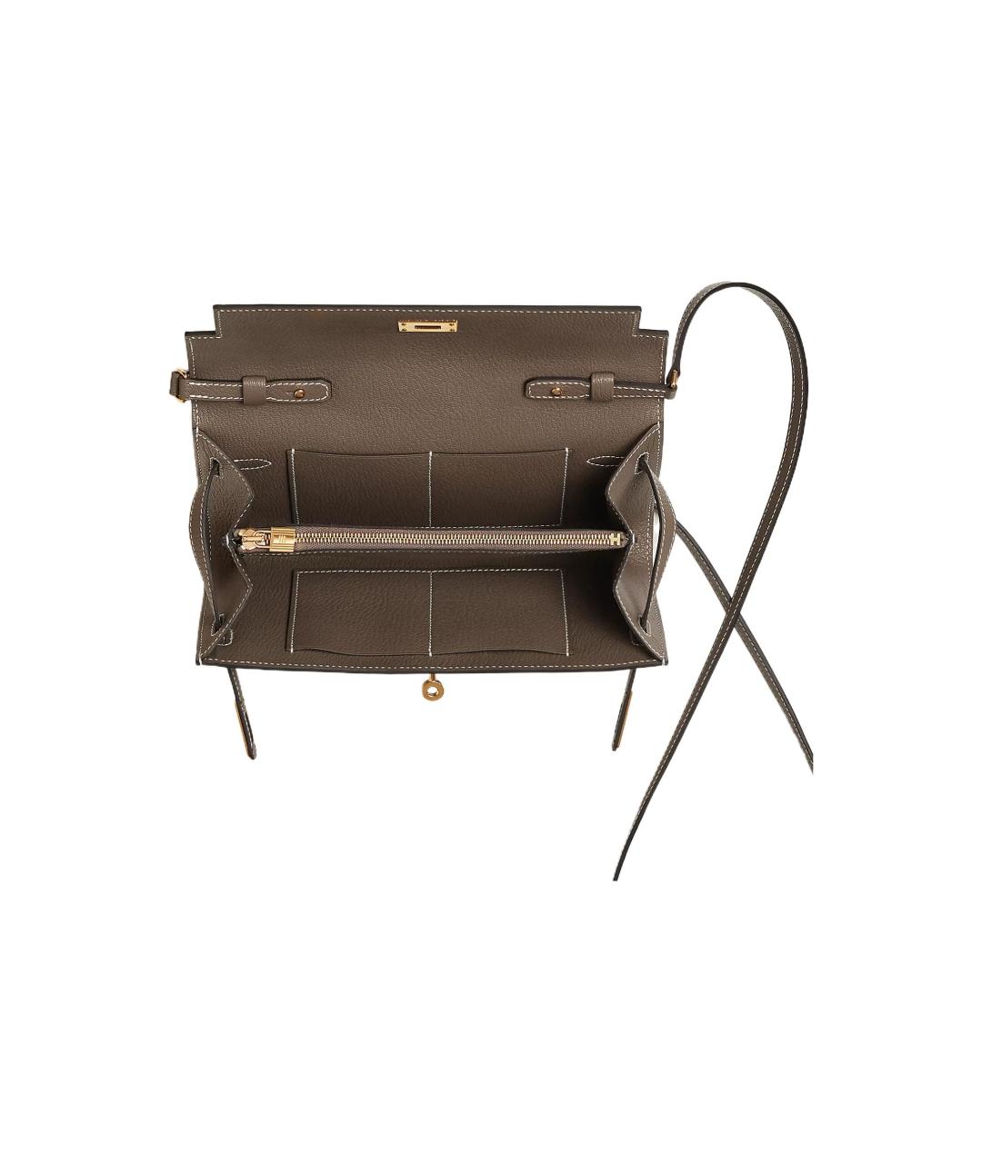 HERMES Коричневая кожаная сумка через плечо, фото 3