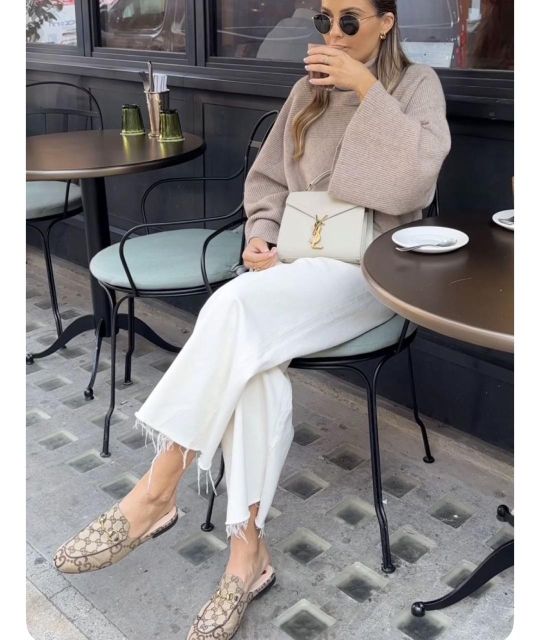 GUCCI Бежевые текстильные сабо, фото 6