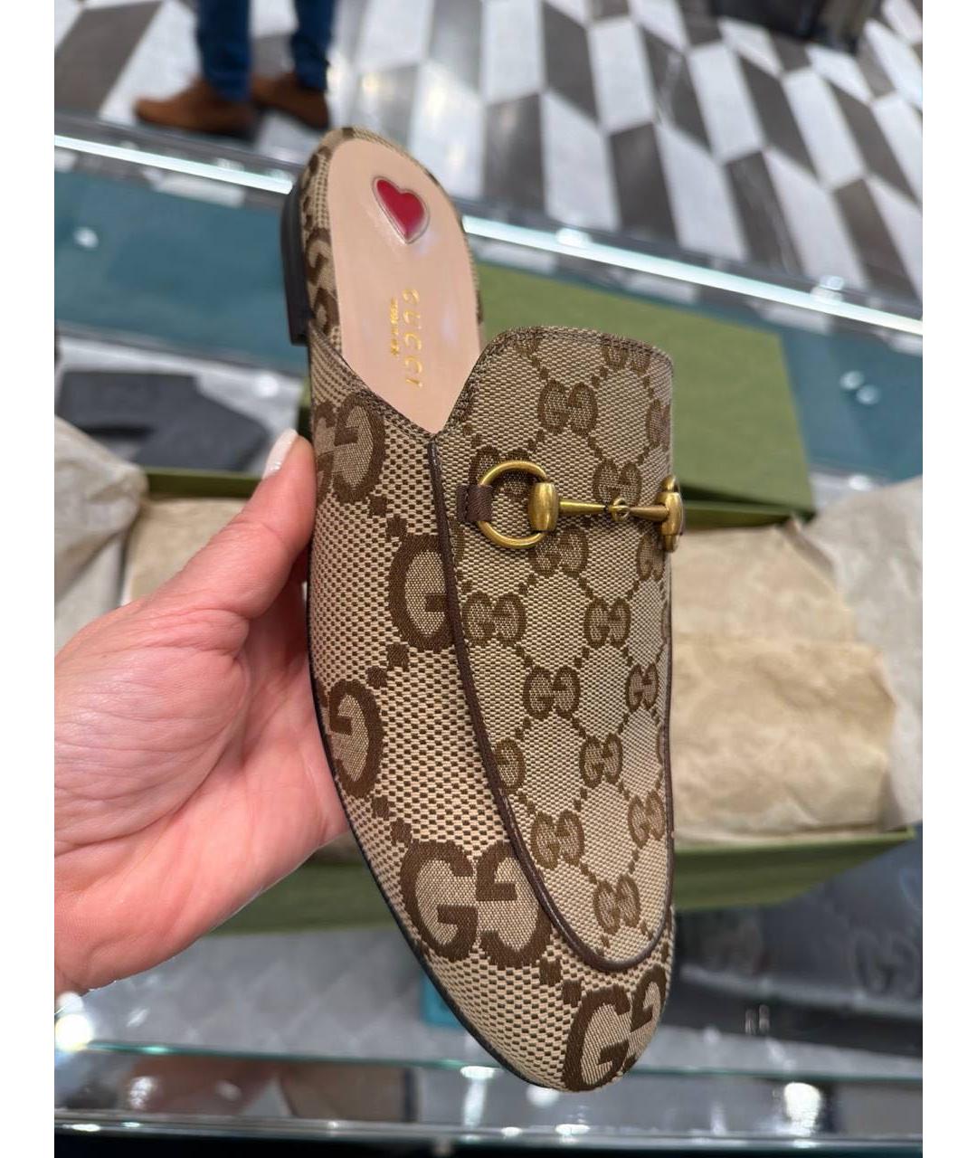 GUCCI Бежевые текстильные сабо, фото 8