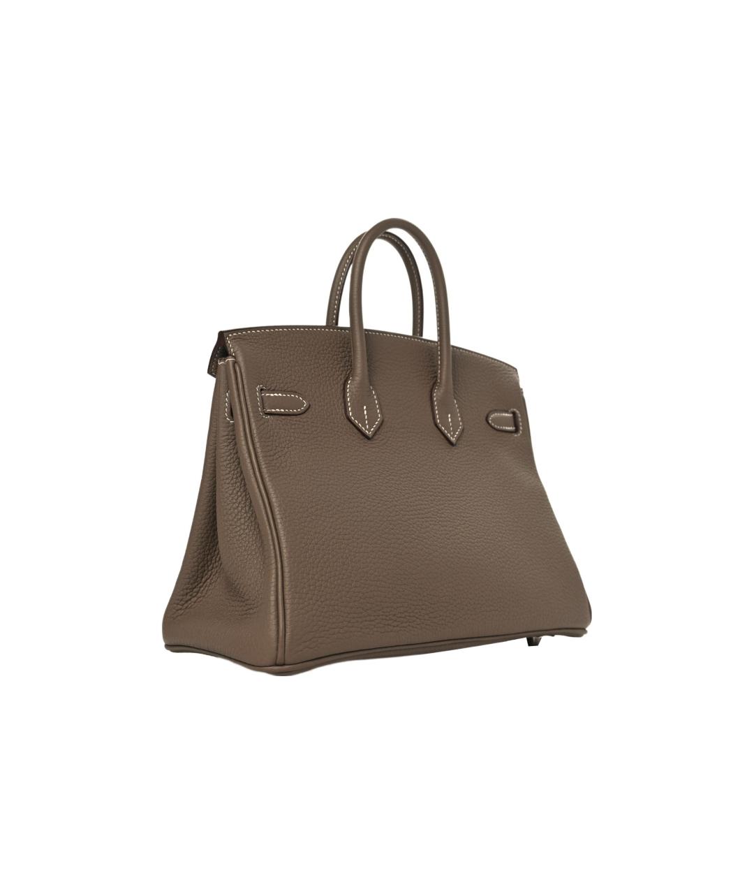HERMES Коричневая кожаная сумка с короткими ручками, фото 2