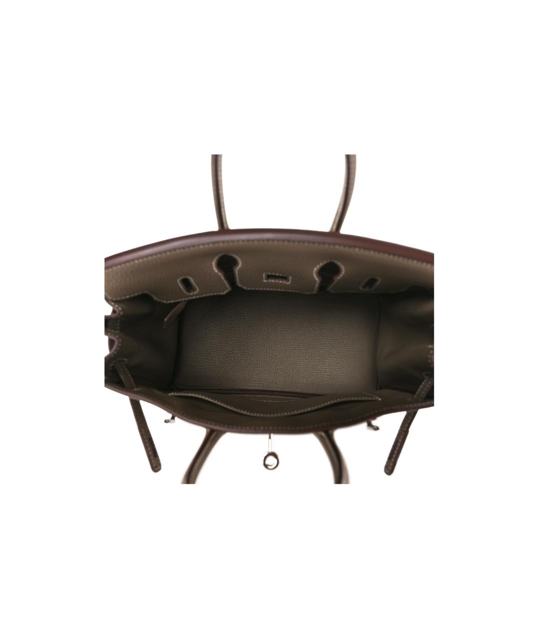 HERMES Коричневая кожаная сумка с короткими ручками, фото 4