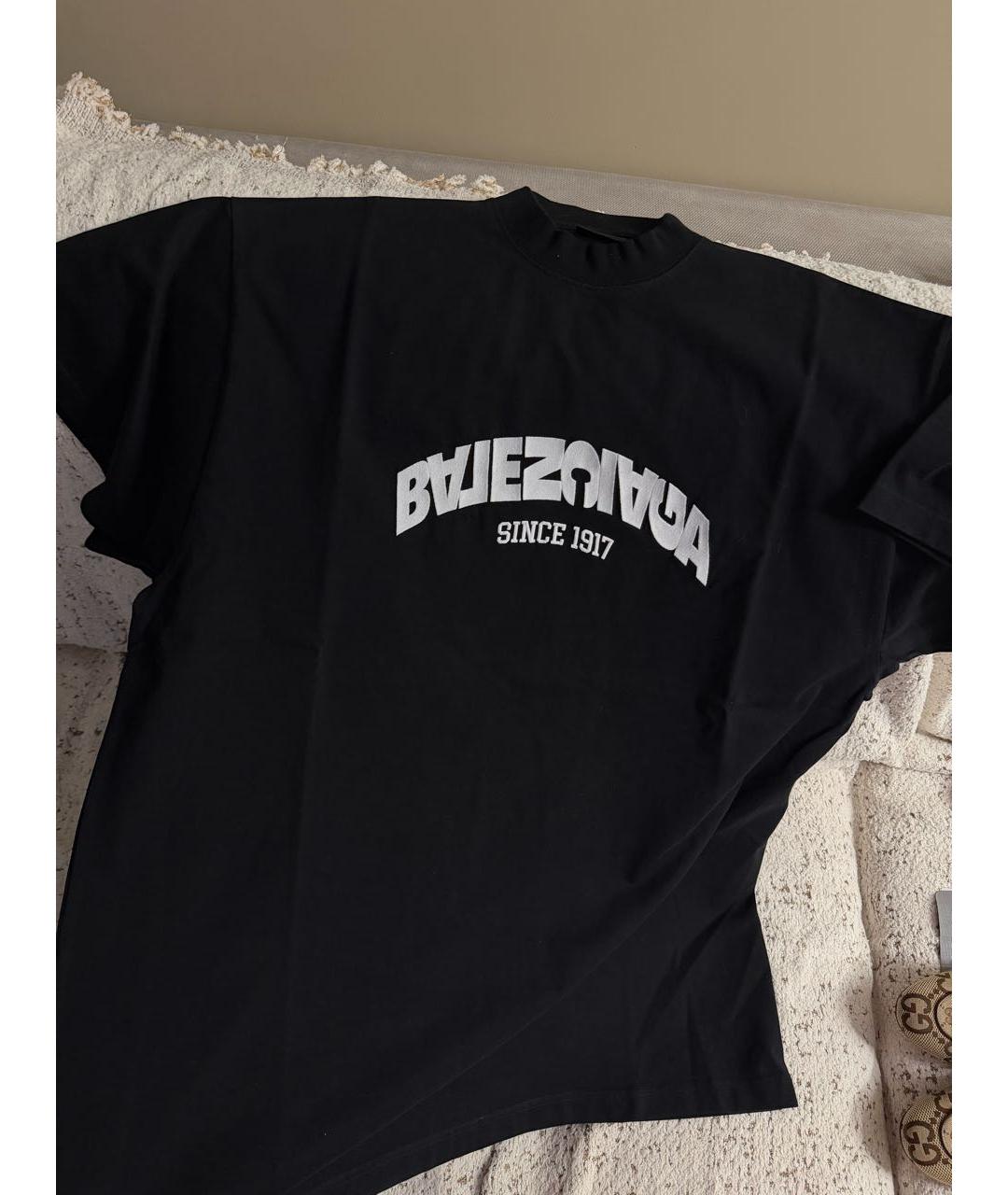 BALENCIAGA Черная хлопковая футболка, фото 2