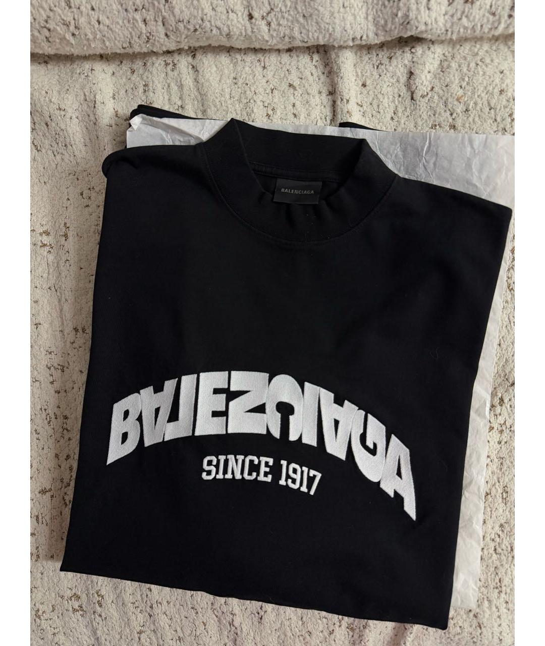 BALENCIAGA Черная хлопковая футболка, фото 3