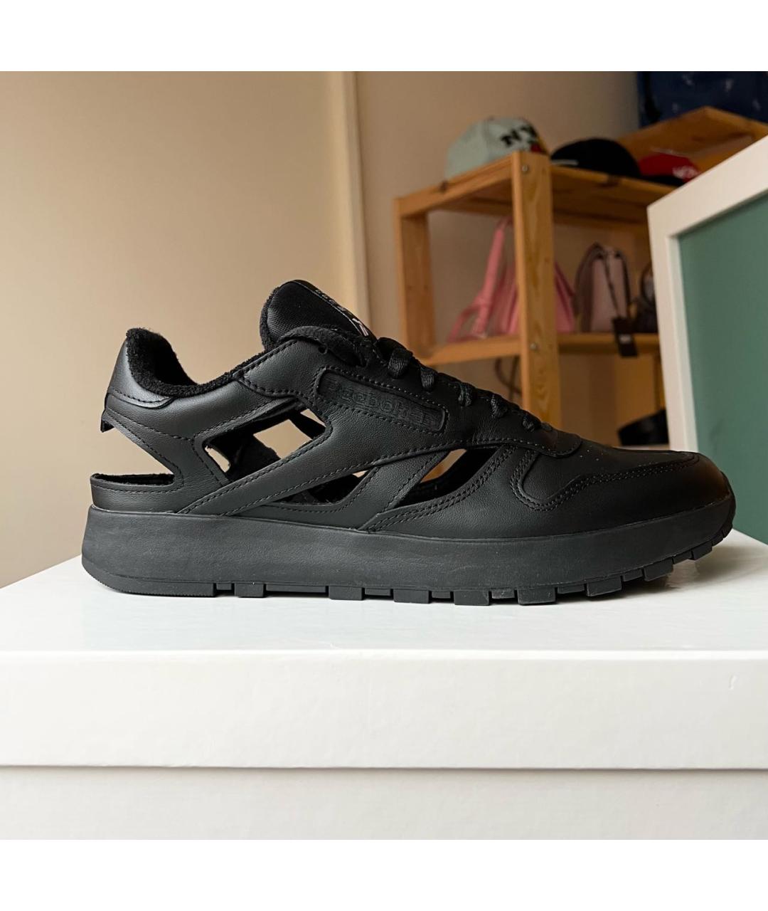 MAISON MARGIELA Черные кожаные кроссовки, фото 8