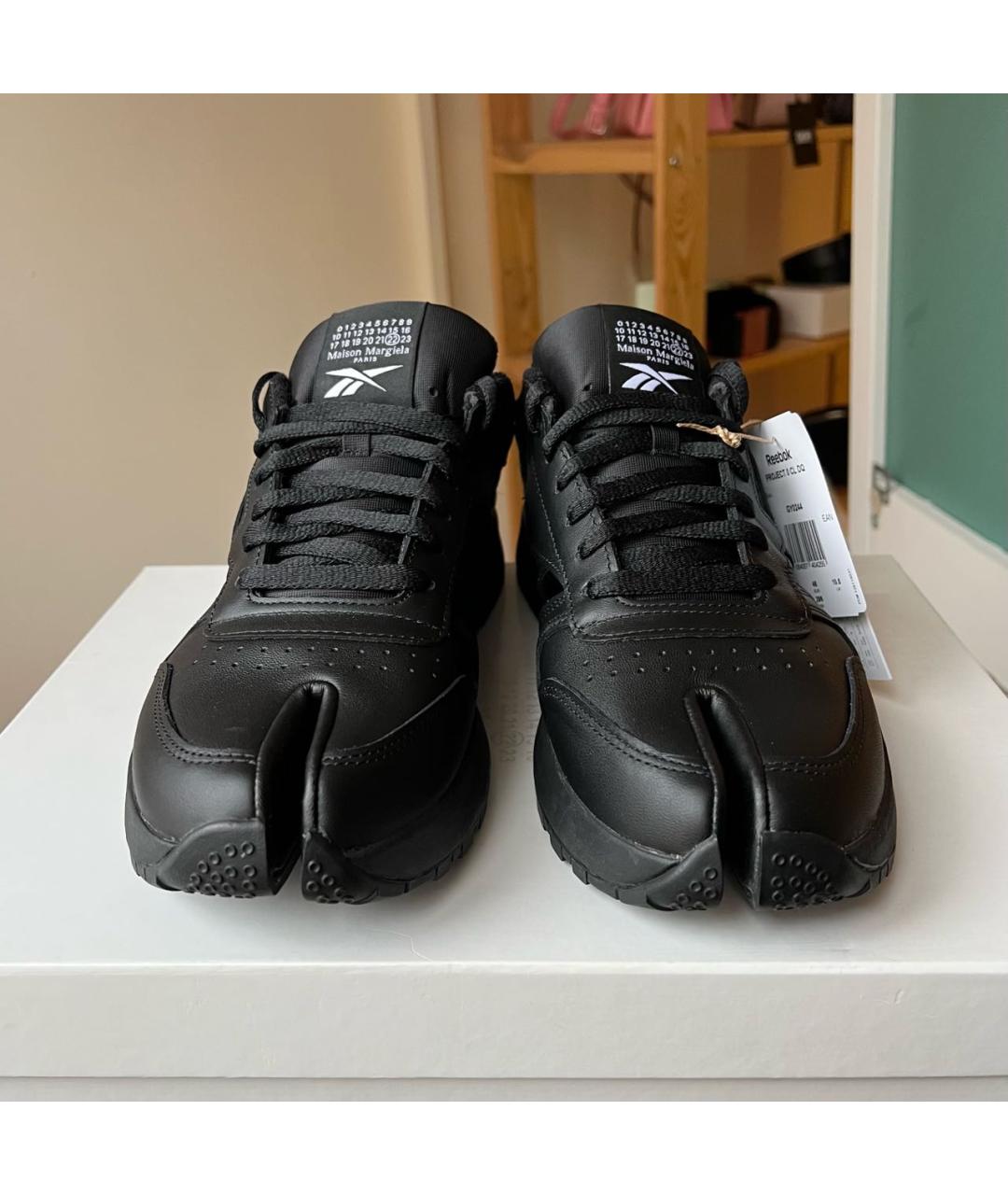 MAISON MARGIELA Черные кожаные кроссовки, фото 3