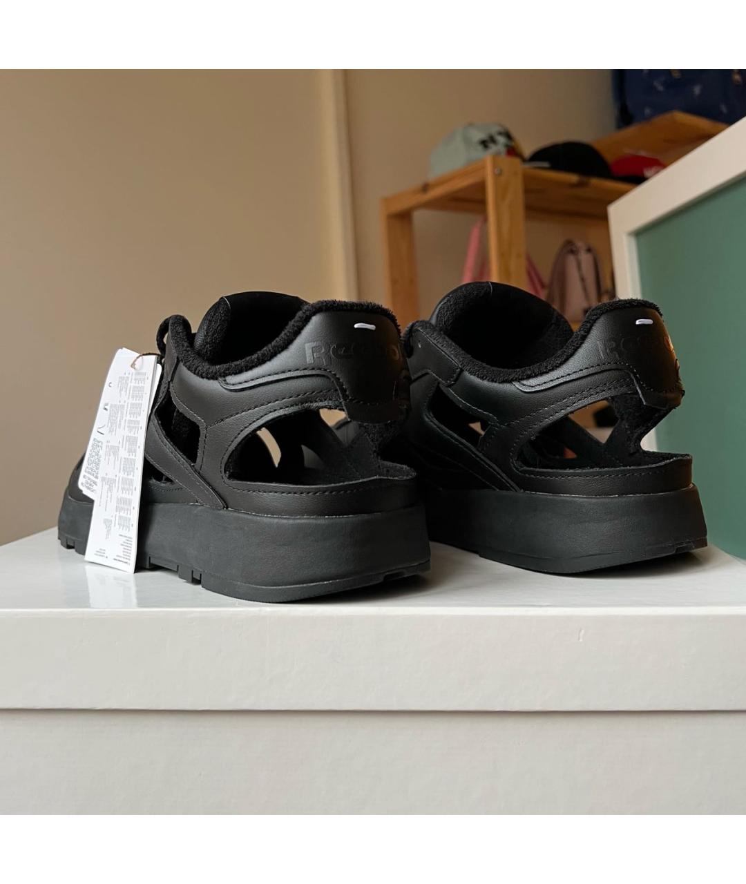 MAISON MARGIELA Черные кожаные кроссовки, фото 6