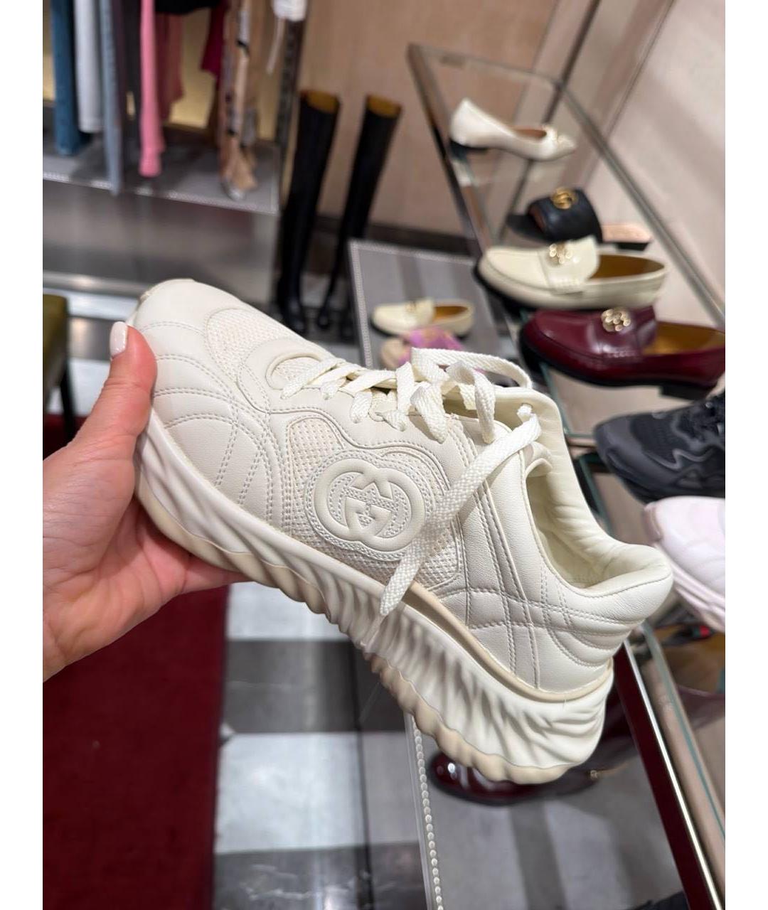 GUCCI Белые кожаные кроссовки, фото 3