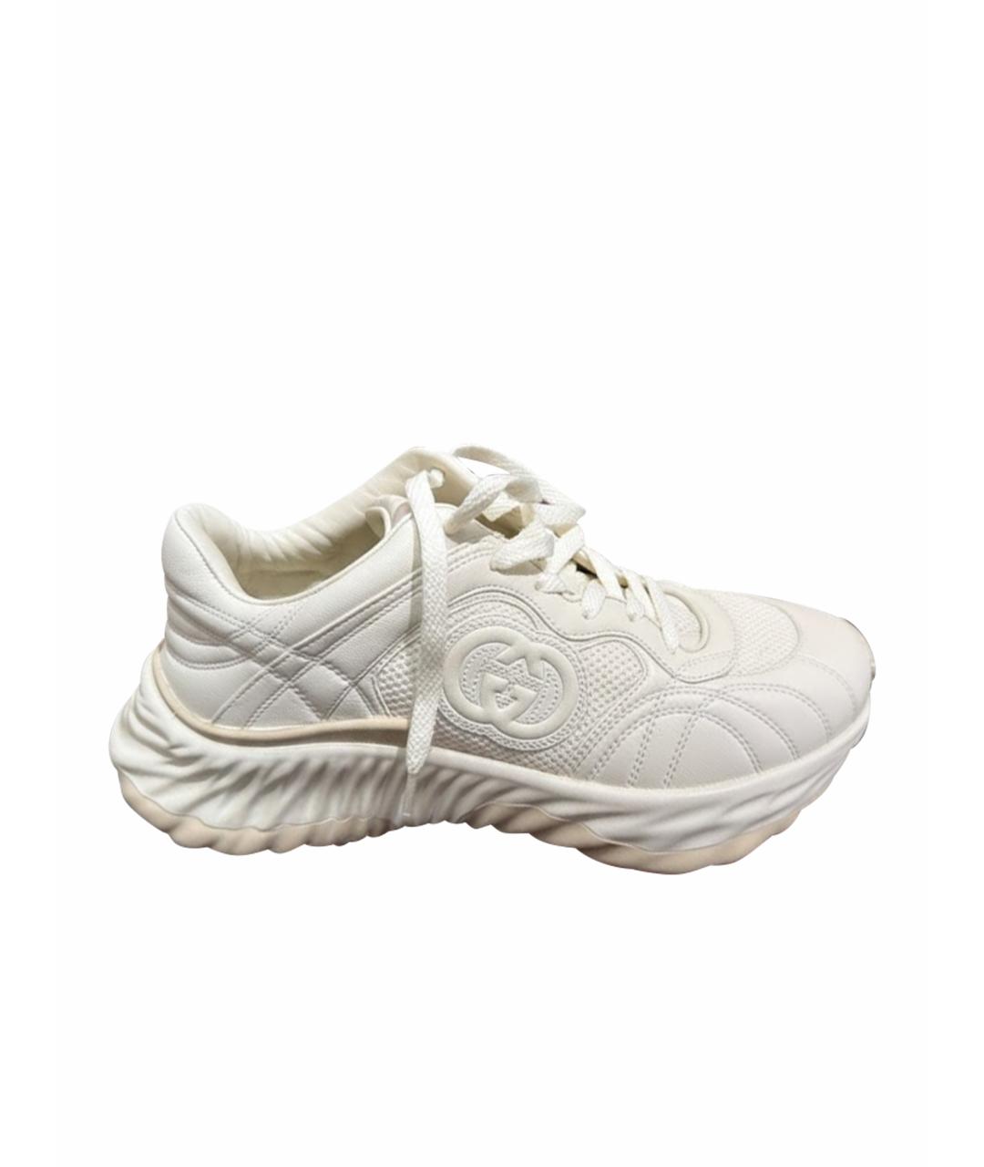 GUCCI Белые кожаные кроссовки, фото 1