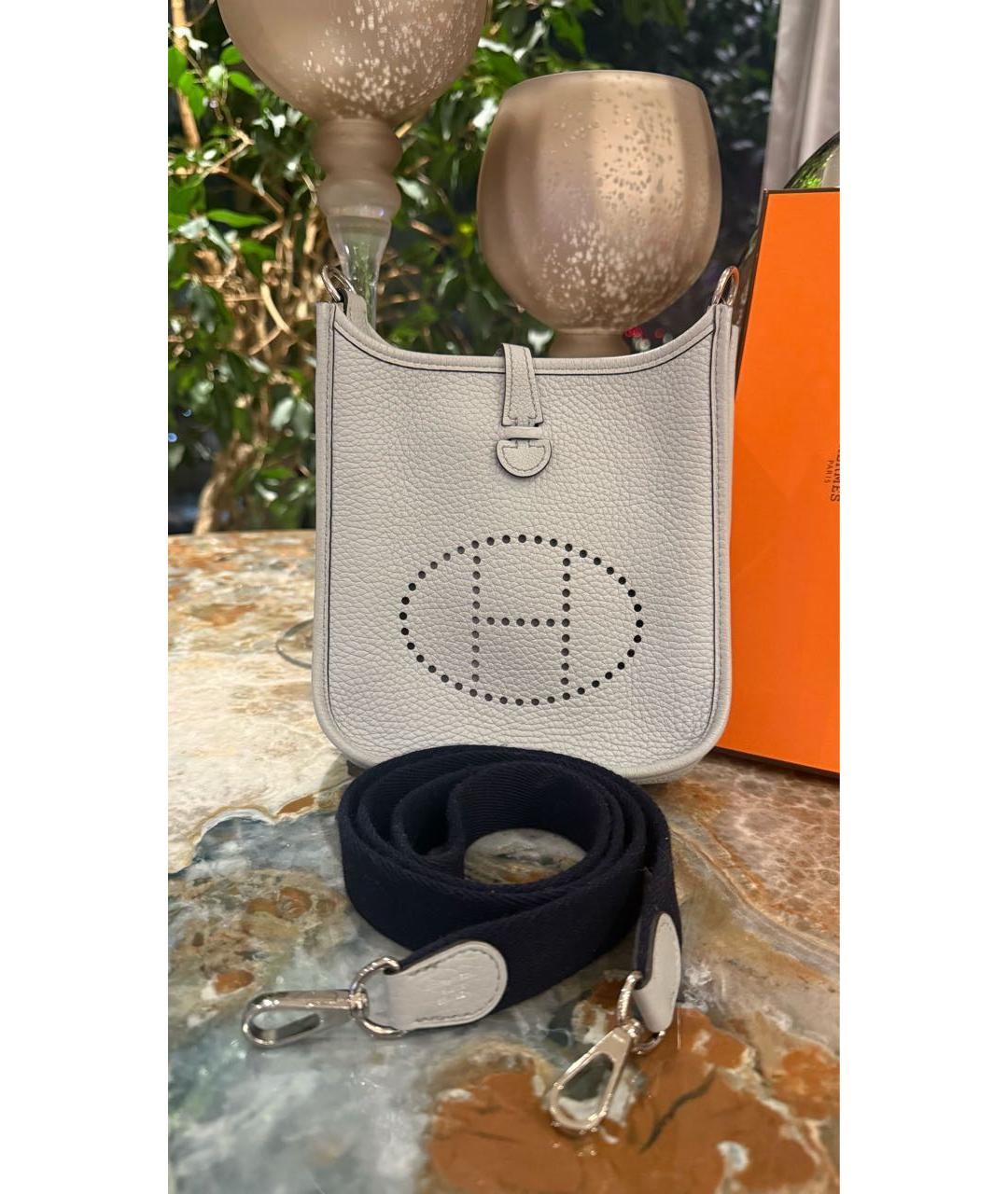 HERMES Голубая кожаная сумка через плечо, фото 6